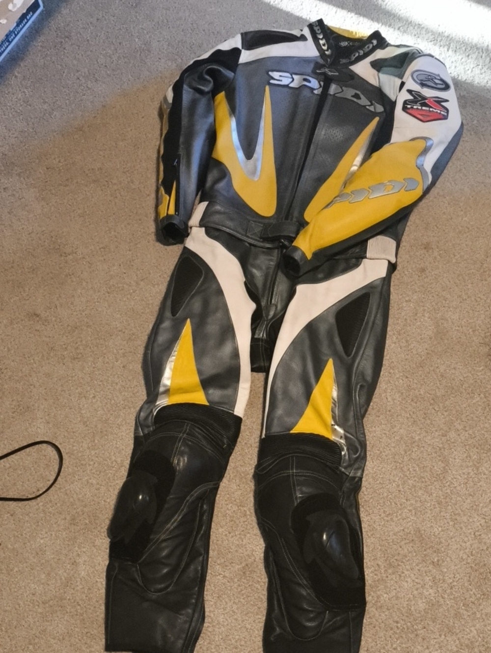 Spidi SRX Yellow Black Leather Motorcycle Racing Suit